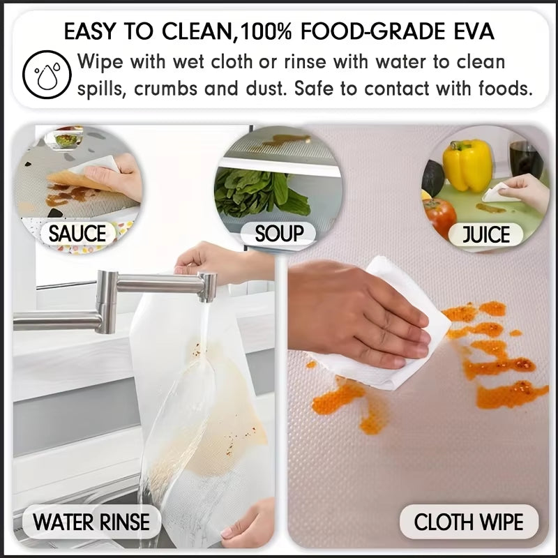 4PCS EVA Waterproof Refrigerator Liner Mat Washable Mildew Kitchen Pad Anti-Oil Cabinet Drawer Placemat Heat-Insulat Fridge Mat.