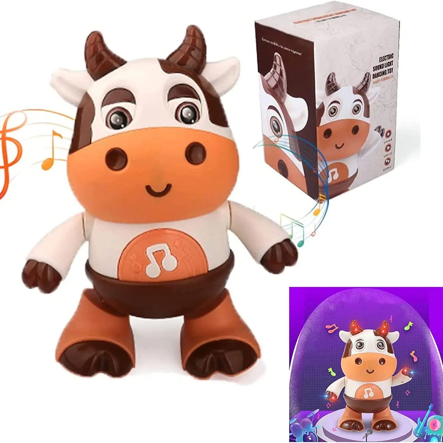 Dancing Cow Musical Toys Movable Baby Cow Toy with Music and LED Lights.