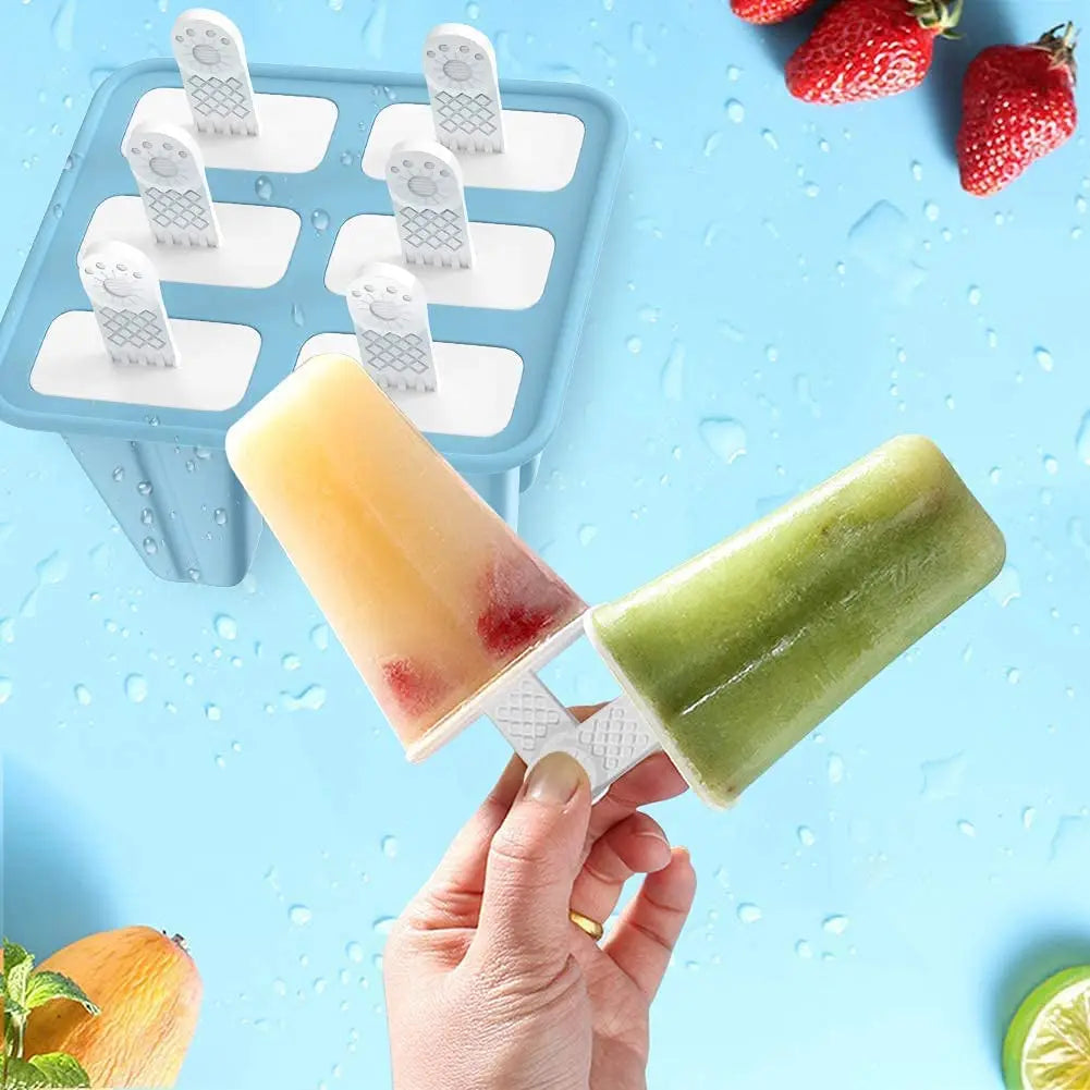 Popsicle Molds 6 Pieces Silicone Ice Pop Molds BPA Free Popsicle Mold Reusable Easy Release Ice Pop Make.