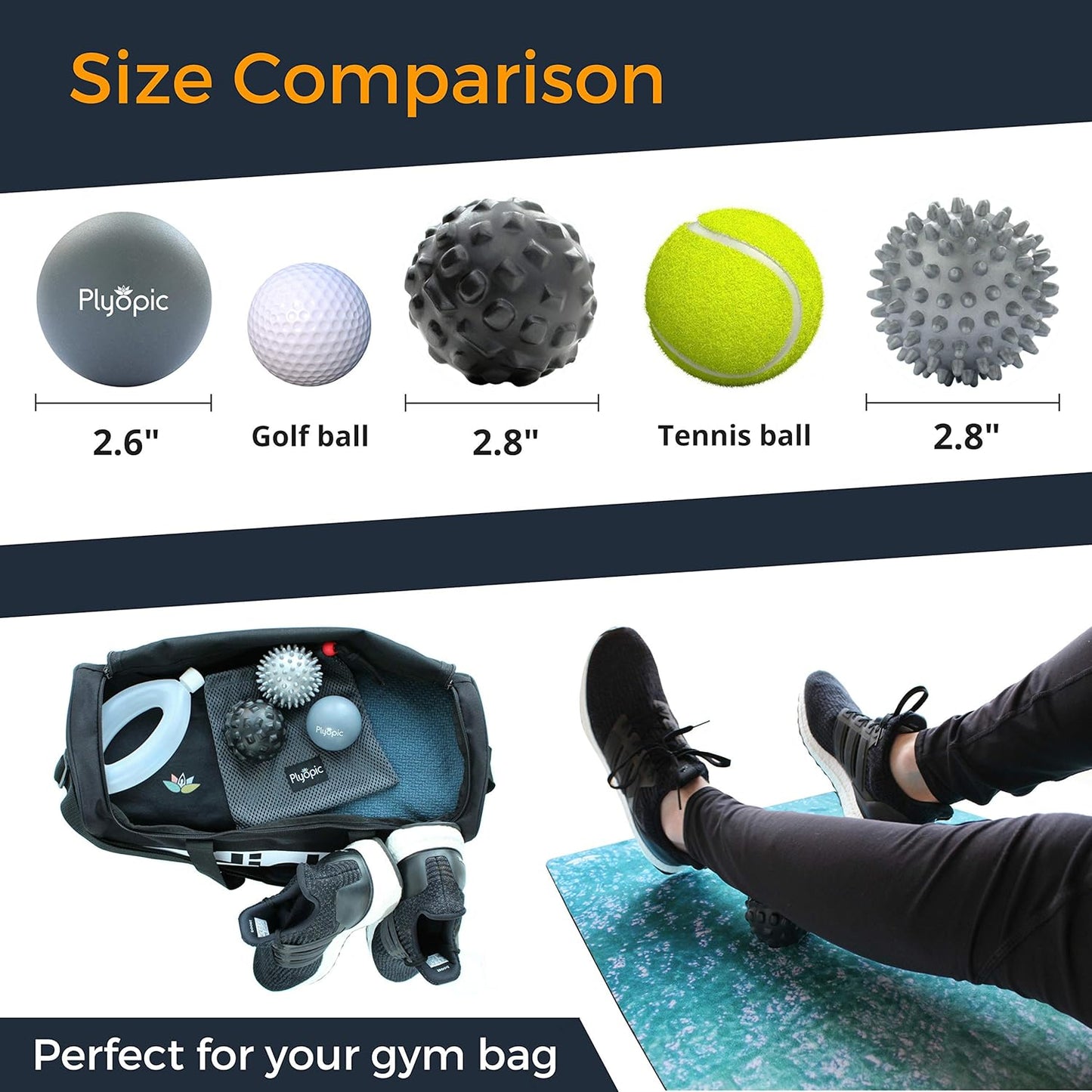 . Massage Ball Set - for Deep Tissue Muscle Recovery, Myofascial Release, Trigger Point Therapy, Mobility, Plantar Fasciitis Relief - Eliminate Muscle Pain and Tension in Your Back Neck Foot.