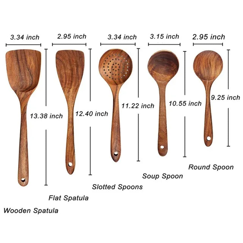 1-10 PC Wooden Cooking Spoons Smooth Teak Wooden Cooking Utensils Non-Stick Wooden Cooking Utensils – Wooden Spoons Set.