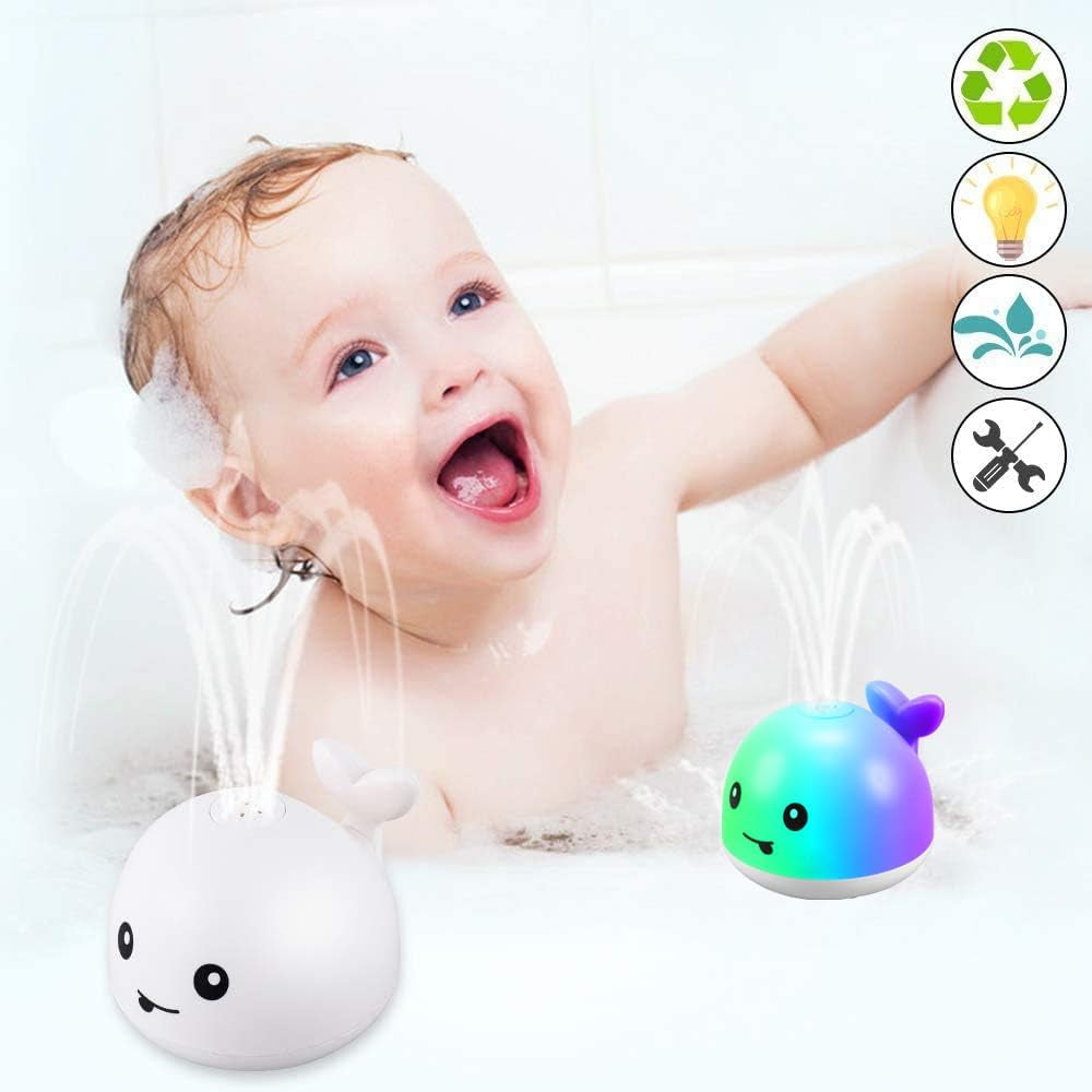 Baby Bath Toys, Bath Toys, Whale Spray Water Bath Toy, Sprinkler Bathtub Shower Toys for Toddlers Kids Boys Girls, Pool Toy for Baby (White).