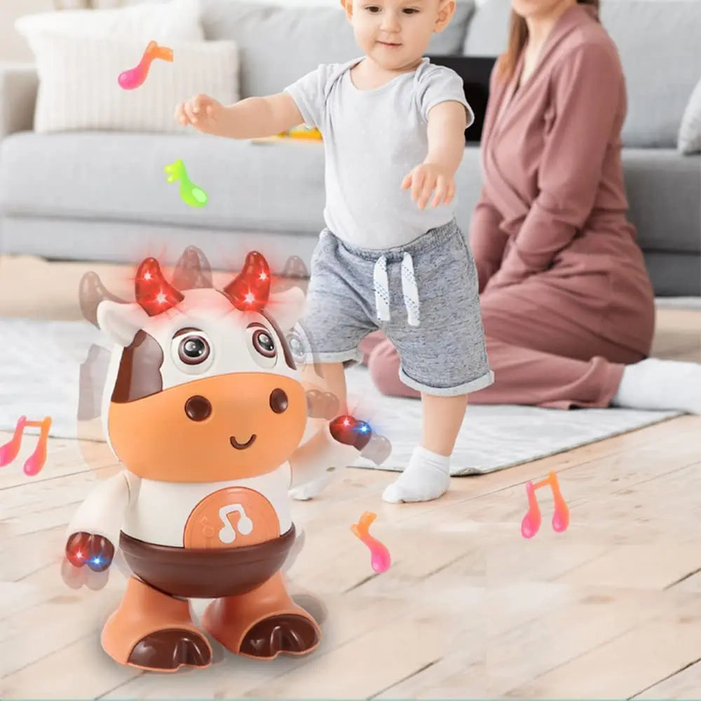 Dancing Cow Musical Toys Movable Baby Cow Toy with Music and LED Lights.