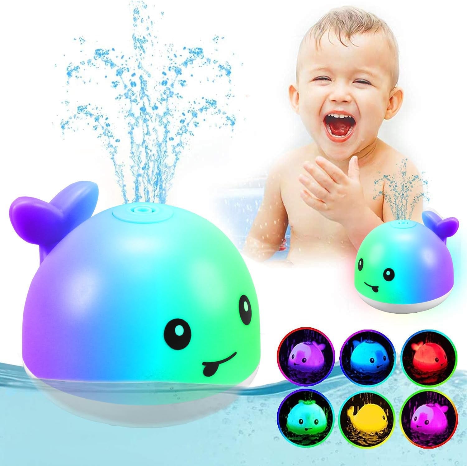 Baby Bath Toys, Bath Toys, Whale Spray Water Bath Toy, Sprinkler Bathtub Shower Toys for Toddlers Kids Boys Girls, Pool Toy for Baby (White).