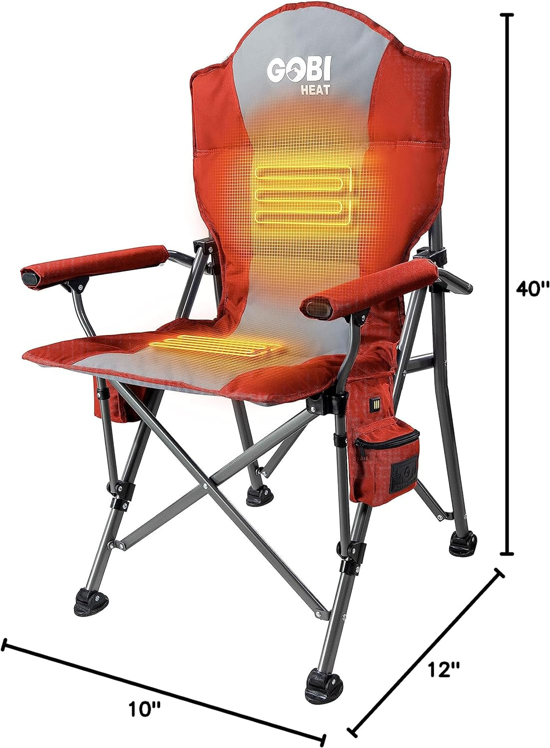 - Terrain Portable Heated Camping Chair - Outdoor Folding Chair with Heated Filling - Winter Camping Essential - 3 Heat Settings (Flare).