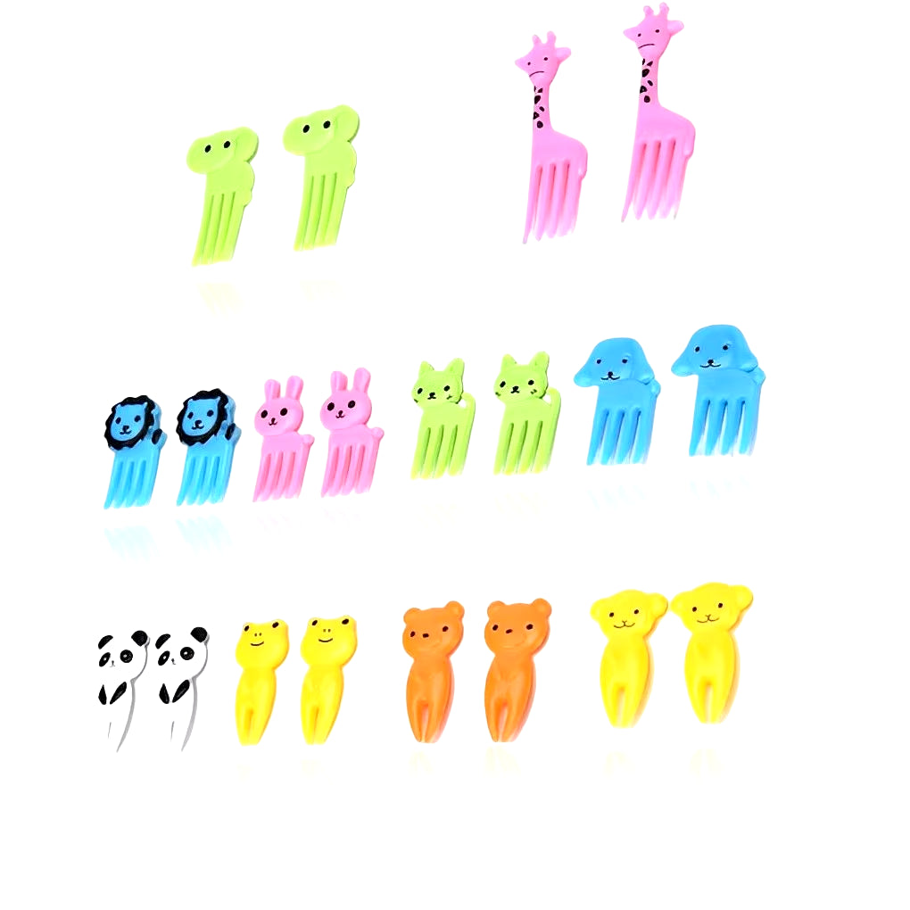 10Pcs Animal Farm Fruit Fork Mini Cartoon Children Snack Cake Dessert Food Pick Toothpick Bento Lunches Party Decor Random Color.