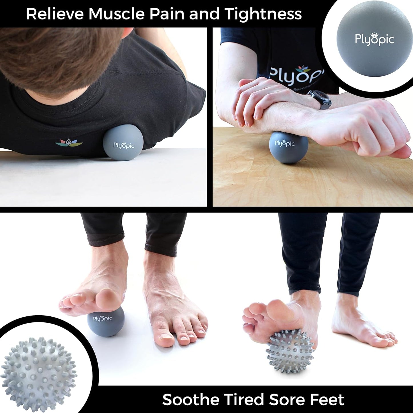 . Massage Ball Set - for Deep Tissue Muscle Recovery, Myofascial Release, Trigger Point Therapy, Mobility, Plantar Fasciitis Relief - Eliminate Muscle Pain and Tension in Your Back Neck Foot.