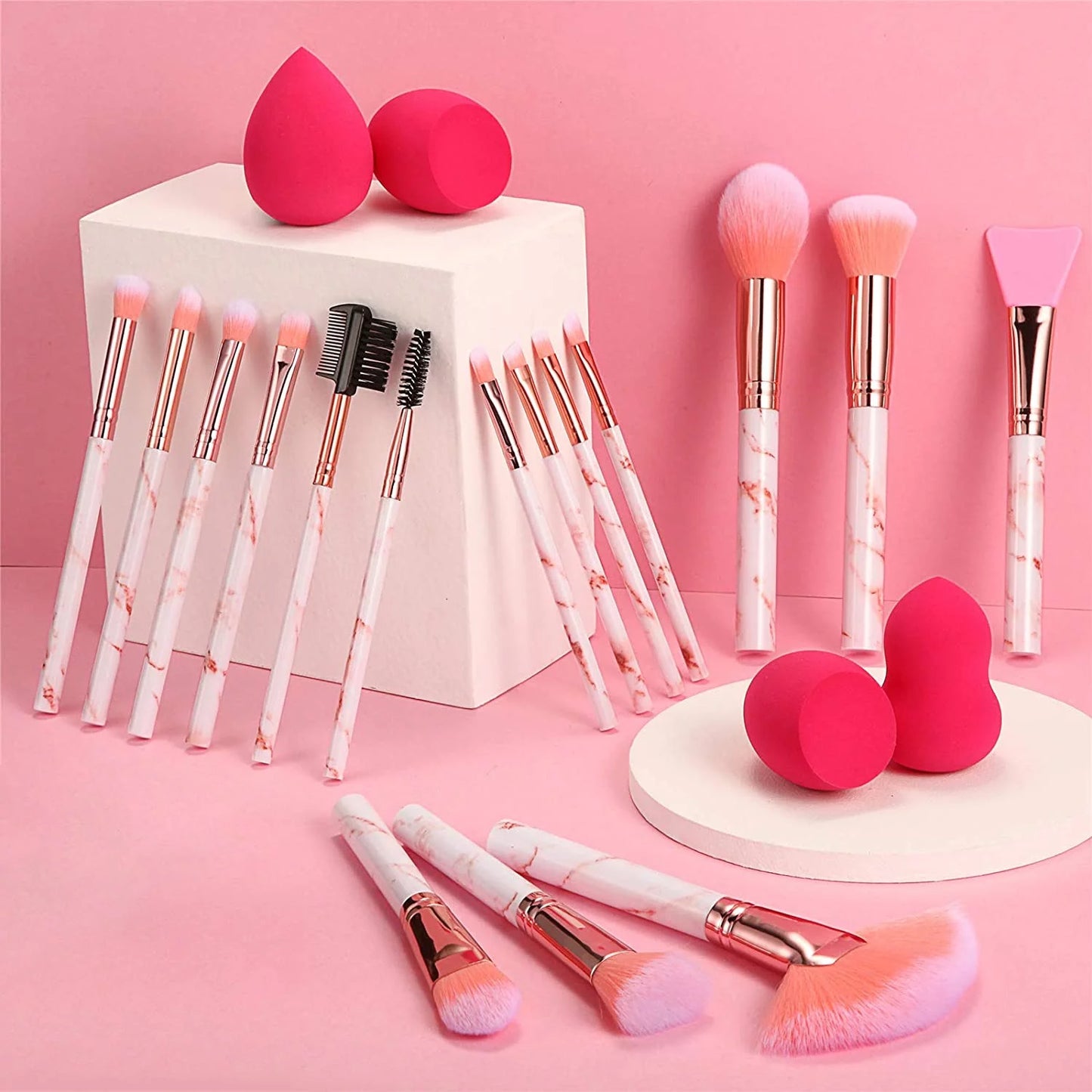 Makeup Brushes 16PCS Professional Makeup Brushes Set with 4Pcs Makeup Sponge Foundation Brush Eyeshadow Brush Lip Brush Set Make up Tool.