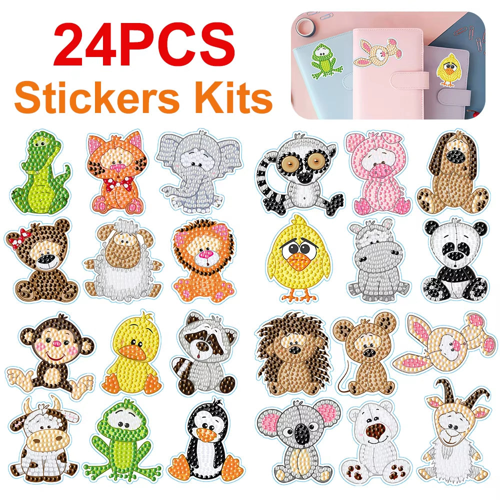 Animal Gem Sticker 4Pcs Diamond Painting Stickers Kits.