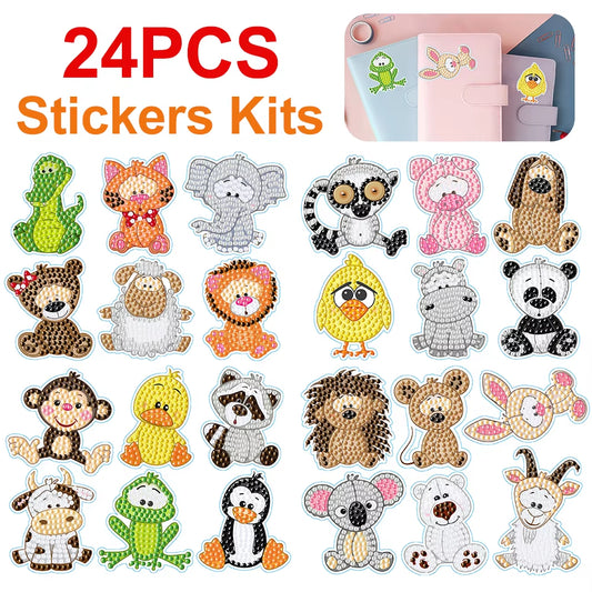 Animal Gem Sticker 4Pcs Diamond Painting Stickers Kits.