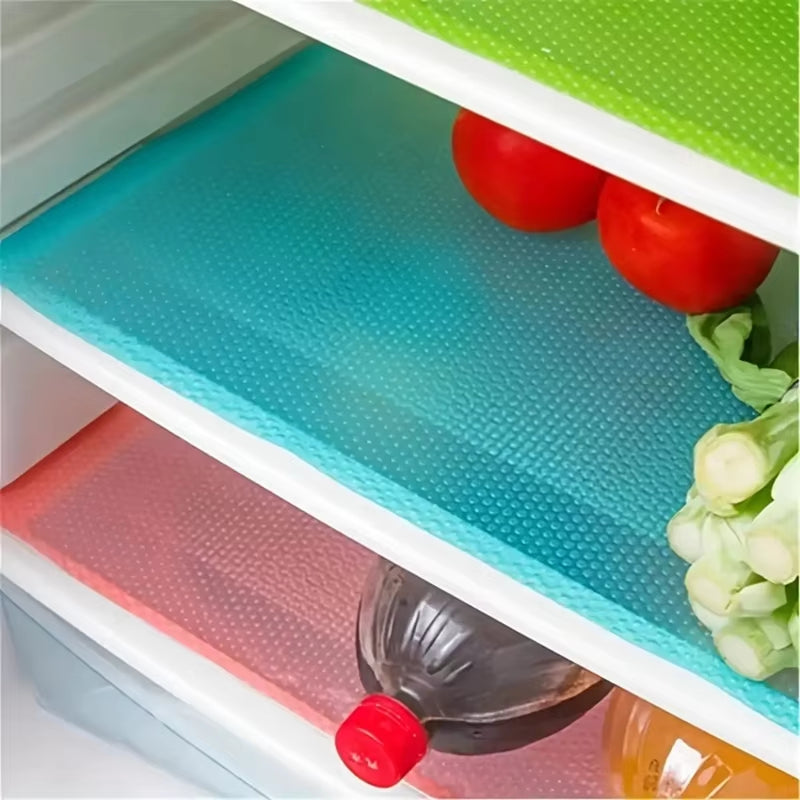 4PCS EVA Waterproof Refrigerator Liner Mat Washable Mildew Kitchen Pad Anti-Oil Cabinet Drawer Placemat Heat-Insulat Fridge Mat.