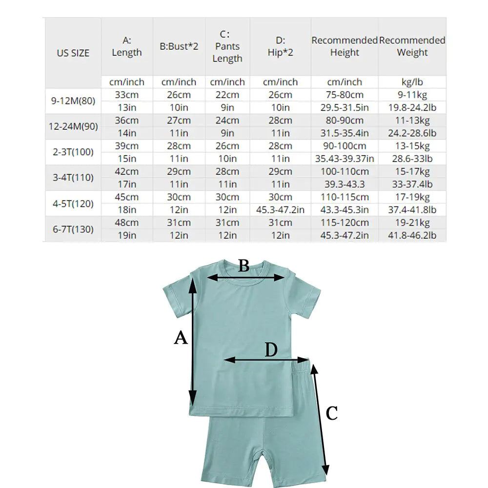 2023 Bamboo Fiber Toddler Kids Pajamas Set.