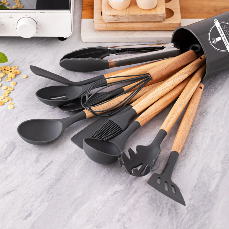 Silicone Kitchen Utensils Set, 12-Piece Kitchen Cookware Non-Stick Cookware Is Heat-Resistant,Cooking Tools, Kitchen Tools.