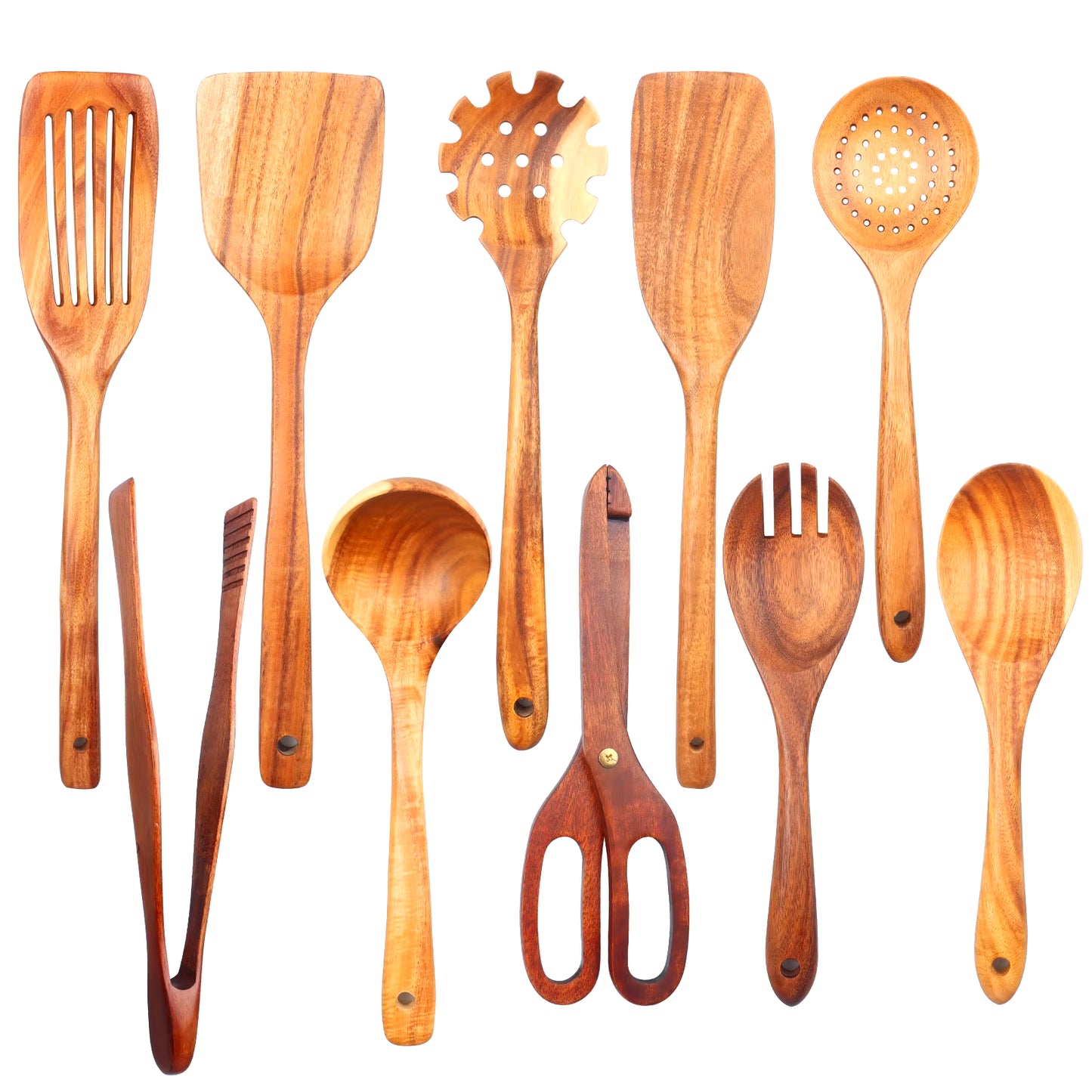 1-10 PC Wooden Cooking Spoons Smooth Teak Wooden Cooking Utensils Non-Stick Wooden Cooking Utensils – Wooden Spoons Set.