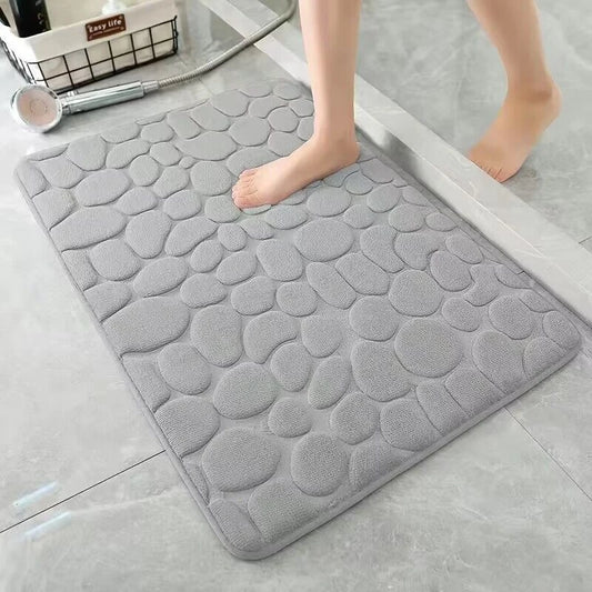 1 Embossed Pebble Bath Rug, Memory Foam Absorbent Floor Mat, Non-Slip Door Rug, Indoor Floor Mat, Bathroom Accessories.