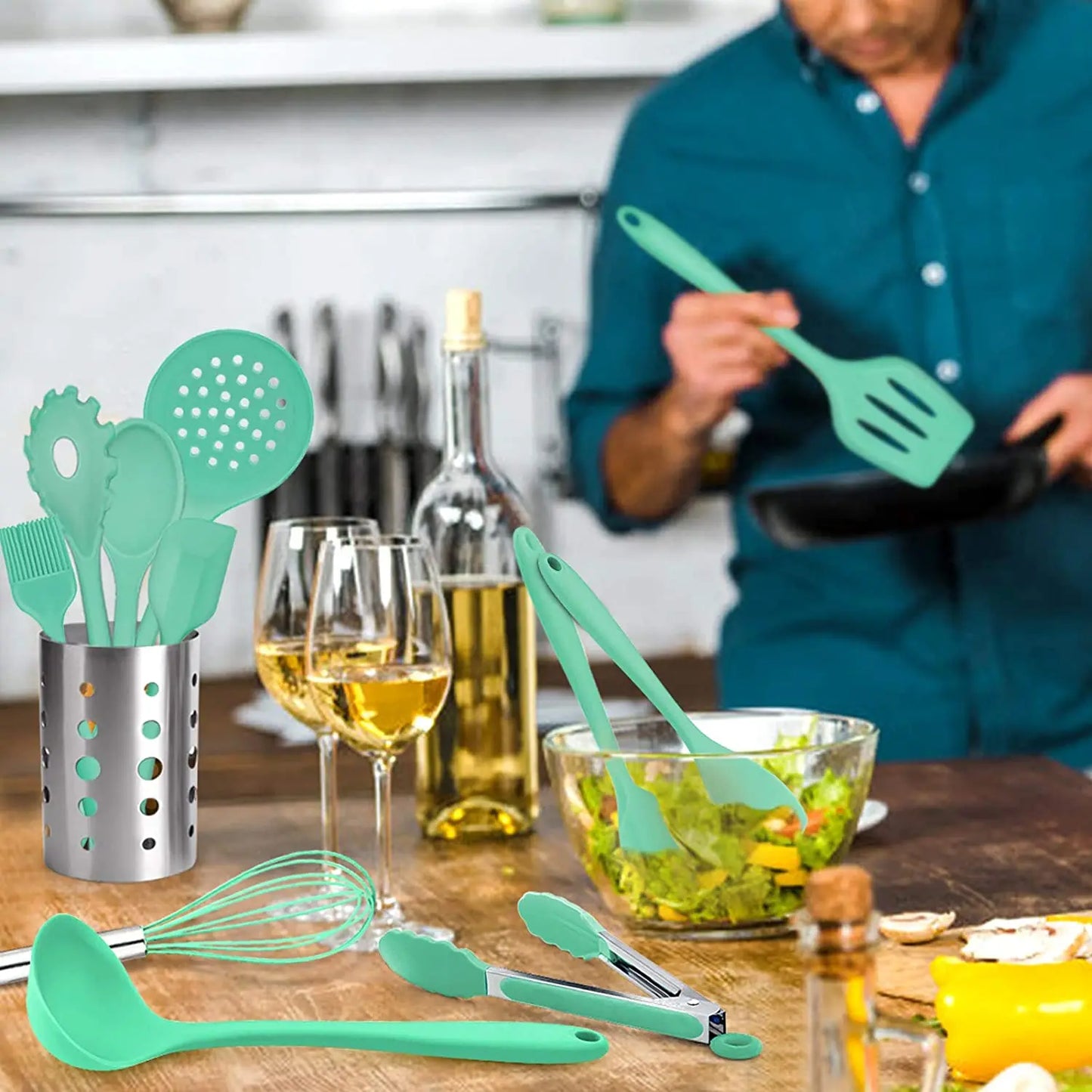 Silicone Kitchen Cooking Utensils Spatula Pasta Cookware Set Cooking Accessories Kitchen Utensils Kitchen Tools Kitchen Gadgets.