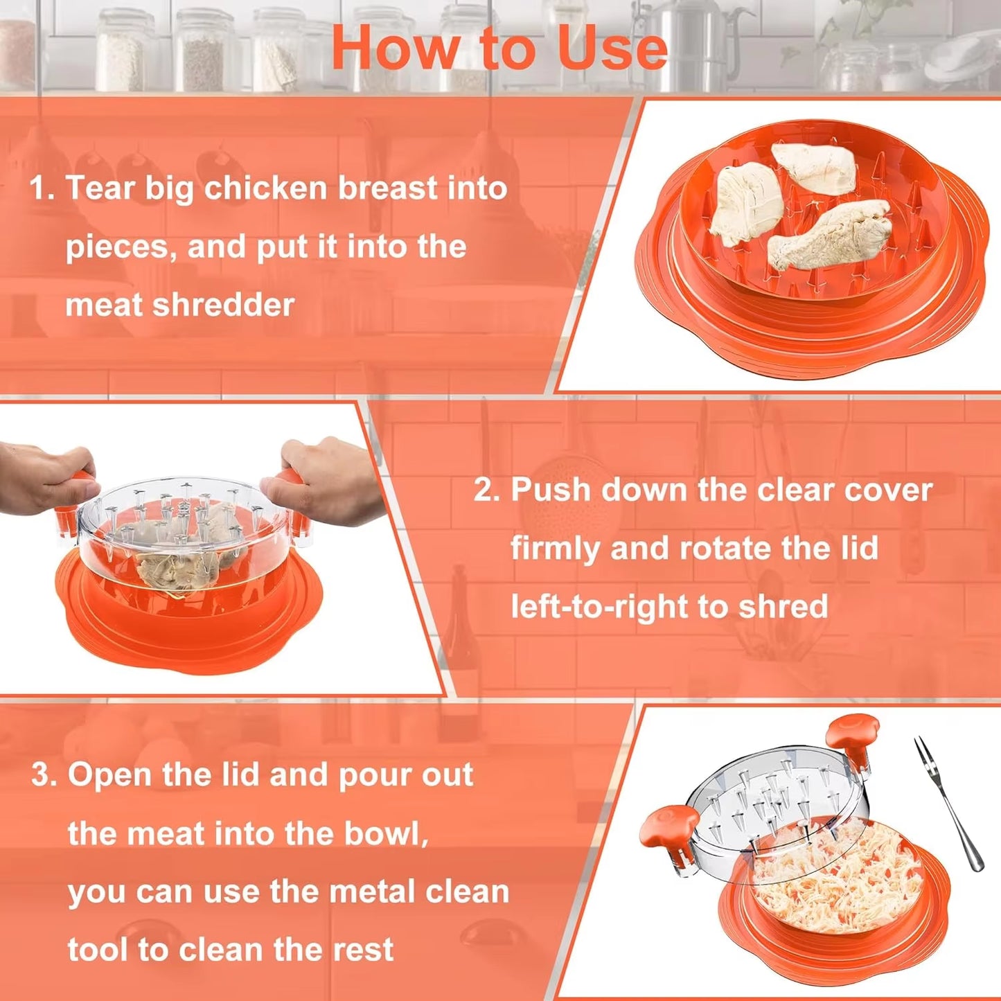 Chicken Shredder Large Chicken Breast Shredder Brush Fork Cutter, Visible Shredder, anti Slip Strip, Ergonomic Handle, BPA Free.