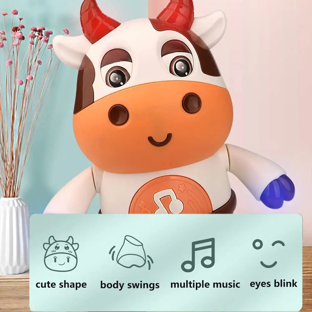 Dancing Cow Musical Toys Movable Baby Cow Toy with Music and LED Lights.