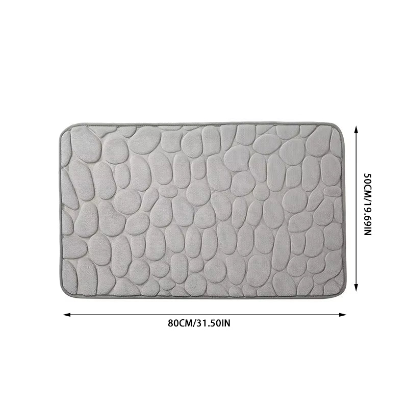 1 Embossed Pebble Bath Rug, Memory Foam Absorbent Floor Mat, Non-Slip Door Rug, Indoor Floor Mat, Bathroom Accessories.