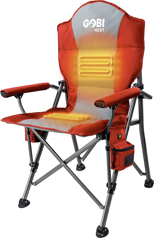 - Terrain Portable Heated Camping Chair - Outdoor Folding Chair with Heated Filling - Winter Camping Essential - 3 Heat Settings (Flare).