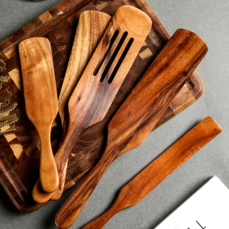 1-10 PC Wooden Cooking Spoons Smooth Teak Wooden Cooking Utensils Non-Stick Wooden Cooking Utensils – Wooden Spoons Set.