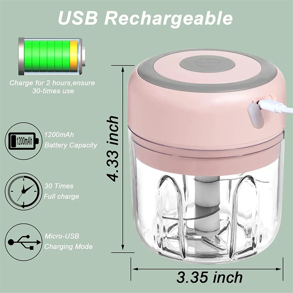 Portable Electric Garlic Masher Crusher 100/250Ml Garlic Chopper USB Food Processor Kitchen Kitchen Gadgets Kitchen Tools.