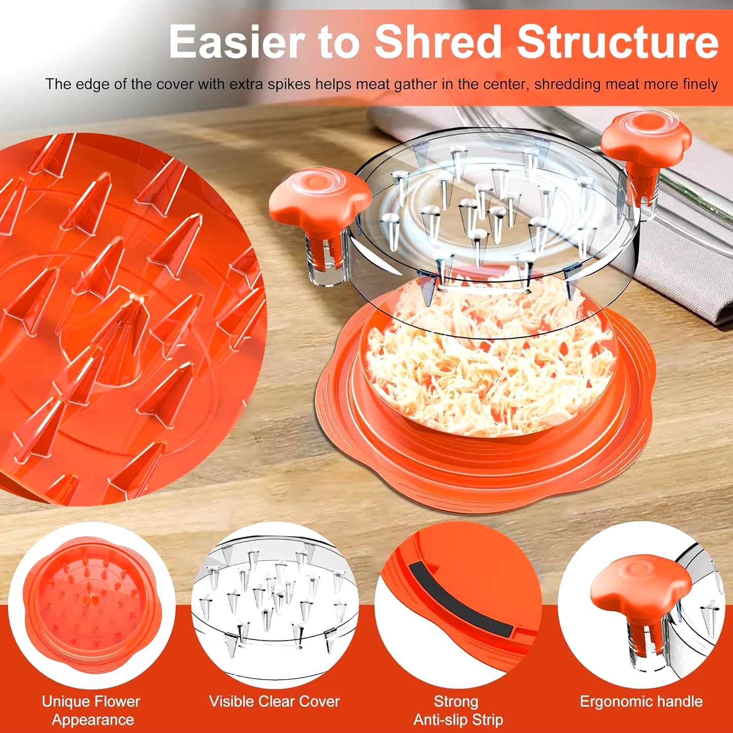 Chicken Shredder Large Chicken Breast Shredder Brush Fork Cutter, Visible Shredder, anti Slip Strip, Ergonomic Handle, BPA Free.