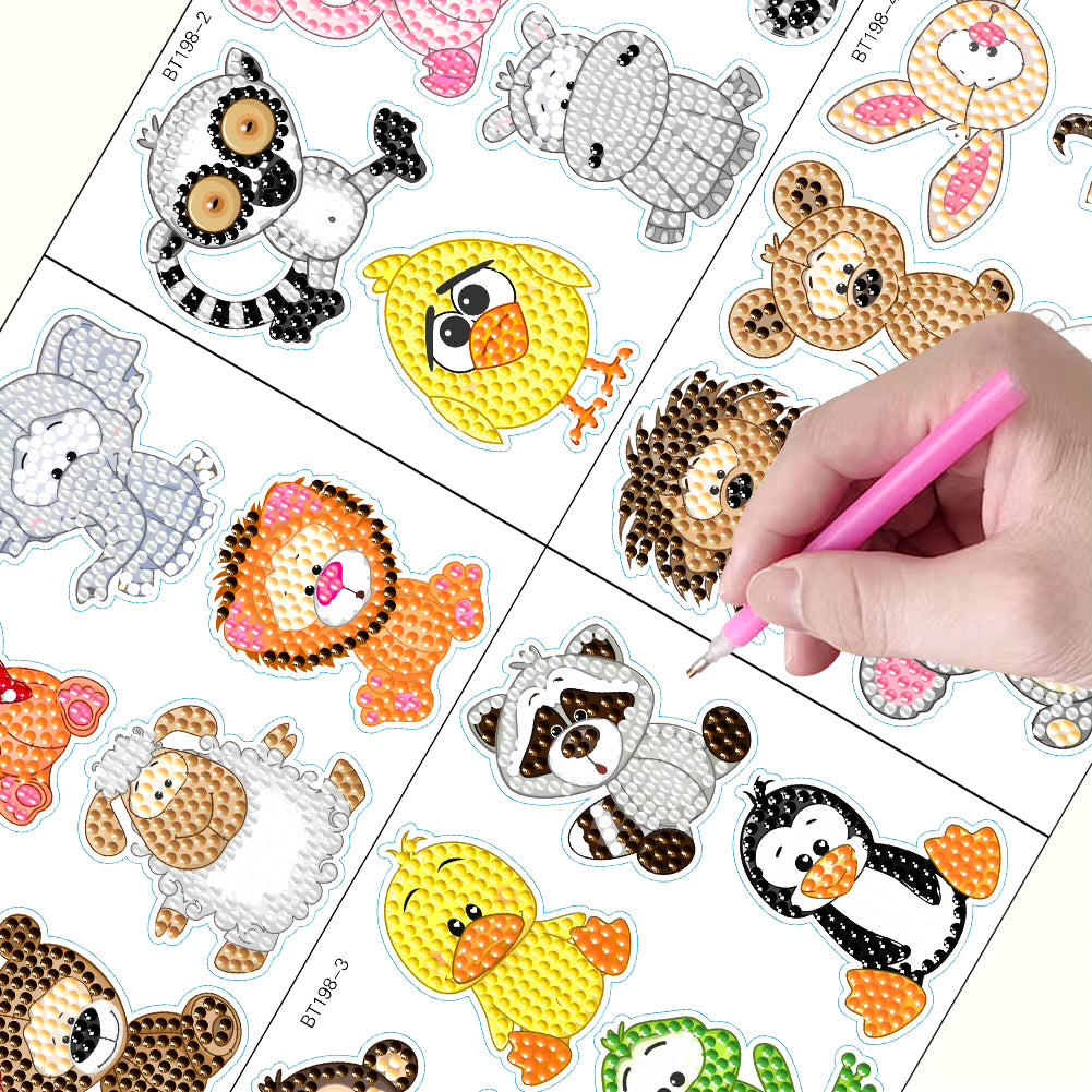 Animal Gem Sticker 4Pcs Diamond Painting Stickers Kits.